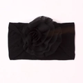 Détail du bandeau bébé noir doux avec une grande fleur en tulle multicouche décorative - Noir