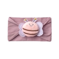 Détail d'un bandeau bébé en nylon rose poudré avec abeille en peluche et maille douce - Violet Taro