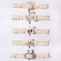 Five-piece baby lace headband set with bunny ears and floral bows in neutral cream tones - Mixed Five Colors