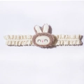 Cream lace baby headband with a cute brown plush bunny head and soft elastic lace band - Brown Plush Rabbit Style (E)