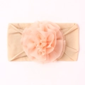 Zachte abrikooskleurige baby hoofdband van nylon met grote mesh bloem voor peuters - Beige Koffie Roze