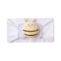 Cute bumblebee baby headband with soft plush decor and elastic white fabric strap - White