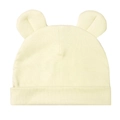 Soft baby modal knitted hat in pale yellow with cute bear ears for newborns - Beige