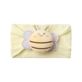Close-up of cute 3D plush bee on a soft yellow elastic headband for babies - Beige
