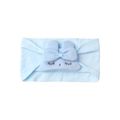 Soft light blue elastic baby headband with rabbit ears and cute eyelash embroidery - Blue