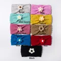 Close-up of soft knitted baby headbands in nine vibrant colors with crochet flowers - 9 Colors Mixed