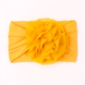 Bandeau bébé en nylon jaune avec une grande fleur plissée en mousseline pour enfant - Jaune Terre
