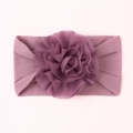 Bandeau bébé en nylon souple avec une fleur en mousseline violet foncé pour nourrissons - Violet Taro