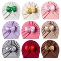 Lot de 9 bonnets tricotés pour bébé avec grands nœuds en satin de couleurs variées - Couleurs Mélangées