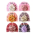 Bonnets turban en tricot pour bébé avec grandes fleurs en diverses couleurs assorties - Taille unique / Multicolore