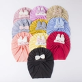 Set di 10 cappelli a turbante per neonati con viso di coniglio e fiocco in maglia morbida - 10 Colori Misti a Caso