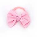 Bandeau bébé rose avec grand nœud en maille côtelée et élastique souple pour enfant - Rose