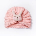Lindo gorro turbante de punto rosa para bebé con decoración de conejo 3D para invierno - Rosa Carne