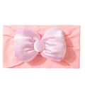 Rosa Baby Stirnband mit weicher Baumwollbasis und großer Satin-Schleife für Kleinkinder - Rosa