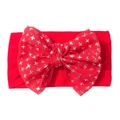 Elastic red baby nylon headband with large silver glitter star bow for infants - Red
