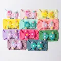 Infant headbands with mesh bows and pom-poms in 11 colors for baby girls and children - Mixed Colors Pack