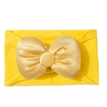 Elastisches Baby-Stirnband mit gelbem Stoffband und einer goldenen Satin-Schleife - Hellgelb