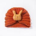 Gorro de punto naranja para bebé con conejo de peluche 3D suave para abrigar en invierno - Naranja
