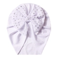 Turbante neonato a coste lavanda con grande fiocco in tulle e stelle argentate - Taglia unica / Bianco