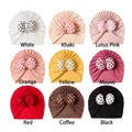 Baby turban hat set with polka dot bows in 9 assorted colors for newborns and infants - Mixed 9 Colors