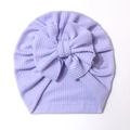 Turbante per neonati viola chiaro in maglia a nido d'ape con un grande fiocco decorativo - Taglia unica / Viola