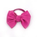 Mignon élastique à cheveux rose foncé avec nœud en velours côtelé pour bébé et petite fille - Rouge Pourpre