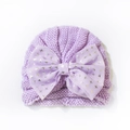 Lavender infant knit beanie with large glitter star printed mesh bow decoration - One Size / Purple