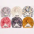 Detail showing six floral pattern options for newborn donut headwraps with knotted design - Mixed 6 Colors