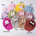 Baby-Turban-Mützen mit Hasen-Aufnäher in zwölf verschiedenen Farben gefächert - 12 Farben Gemischt