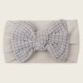 Diadema gris acanalada para bebé con lazo grande de tela gofrada para bebés y niñas pequeñas - Gris