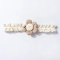 Fascia per capelli neonato in pizzo con fiore beige e marrone, accessorio elastico bimbi - caffè