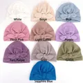Detail of 10-color set of baby turban hats featuring ribbed jacquard fabric and large bows - Multi-color Assortment