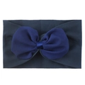Dettaglio di una fascia in nylon elasticizzato con fiocco in chiffon blu e trama morbida - Blu Notte