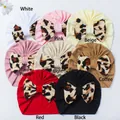 Detailed view of eight colors of ribbed baby turbans with large leopard print bows - 8-Color Mix