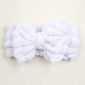 Detalle de la diadema para bebé en algodón blanco texturizado con un lazo grande decorativo - Blanco