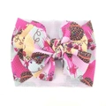 Detail von Baby-Stirnband mit großer Schleife und strukturiertem Blumen-Leopardenmuster - Fuchsia