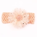 Detailansicht eines pfirsichfarbenen Baby-Stirnbands mit Netzblume und Sternen - Nute Rosa