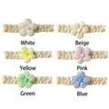Détail de six bandeaux en dentelle pour bébé avec fleurs en tissu faites à la main colorées - Mixte 6 Couleurs