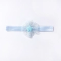 Elastische lichtblauwe babyhoofdband met fonkelende sterren en gouden stippen gaaskant - Blauw
