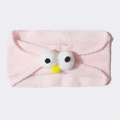 Rosa gestricktes Baby Stirnband mit niedlichen Cartoon Augen und Jacquard Rautenmuster - Hellrosa