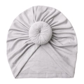 Atmungsaktive hellgraue Baby-Turban-Mütze mit Donut-Knoten für Kleinkinder im Sommer - Grau