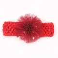 Bandeau bébé en maille rouge avec fleur en tulle et paillettes d'étoiles dorées - Bordeaux + Rouge