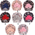 Sélection de turbans pour bébés avec fleurs en tissu et perles artificielles au centre - Motifs Mixtes