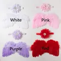 Détails de quatre paires d'ailes en plumes et bandeaux à fleurs pour photo de nouveau-né - Multicolore