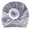 Eleganter grauer Baby-Turbanhut aus Samt mit Donut-Knoten für warme Herbst- und Wintertage - Grau