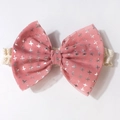 Nouveau bandeau bébé rose avec nœud, étoiles argentées et dentelle blanc cassé - Vieux rose