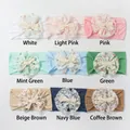 Detail of nine-piece baby nylon headband set with delicate lace flowers and bows - 9 Colors Mixed