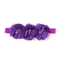 Fascia per capelli con fiori in chiffon viola scuro con perle e strass per bambini - Viola