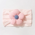 Detailansicht der rosa Cordblume auf elastischem Strick-Babystirnband für Kleinkinder - Hellrosa