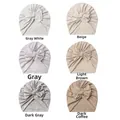 Detail view of baby bow hats in six colors including beige, grey and dark coffee - 6 Colors Mixed